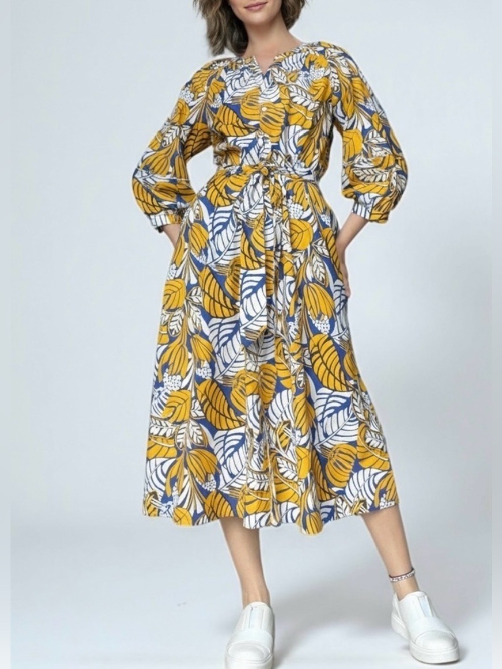 Talbots Poplin Shirtdress - Colorblock Leaves. Pit-pit 20 (mix52)